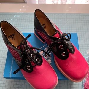 John Fluevog Vibrant Pink and Black Sneakers